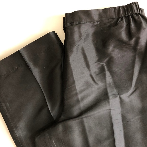 Neiman Marcus M 100%Silk Pant Stretch Waist Black - Picture 3 of 8